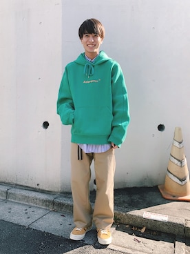 「ADER error（アーダーエラー）のアイテム（トップス）」を使った、ふきはるさん（メンズ・166cm）の秋コーディネート