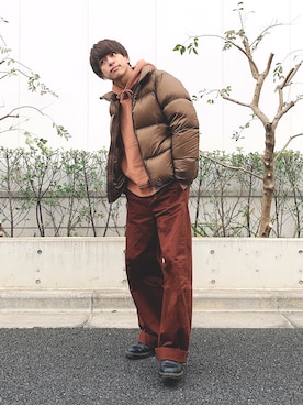 「UNIQLO（ユニクロ）のアイテム（ダウンジャケット/コート）」を使った、ふきはるさん（メンズ・166cm）の冬コーディネート