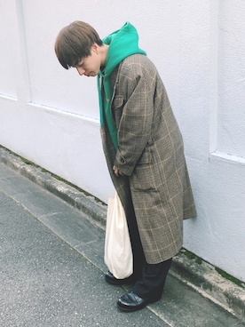 「ADER error（アーダーエラー）のアイテム」を使った、ふきはるさん（メンズ・166cm）の冬コーディネート
