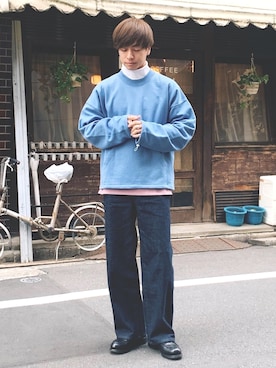 「MONKEY TIME（モンキータイム）のアイテム（スウェット）」を使った、ふきはるさん（メンズ・166cm）の春コーディネート