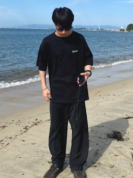 「SENSION（センション）のアイテム」を使った、ふきはるさん（メンズ・166cm）の夏コーディネート