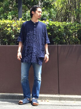 「nonnative（ノンネイティブ）のアイテム（シャツ/ブラウス、ブルー系）」を使った、Daisuke Sakamotoさん（メンズ・176cm）の春コーディネート