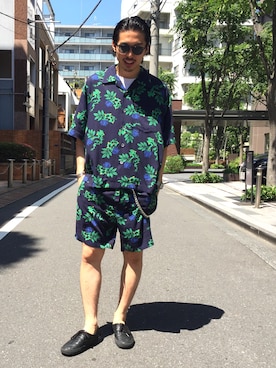 「UNUSED（アンユーズド）のアイテム（シャツ/ブラウス、ブルー系）」を使った、Daisuke Sakamotoさん（メンズ・176cm）の春コーディネート