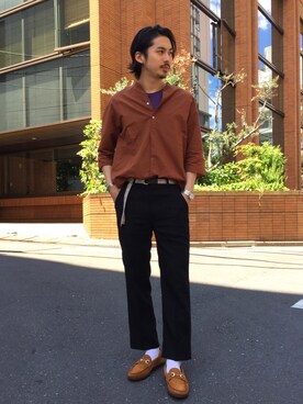 「BEAUTY&YOUTH UNITED ARROWS（ビューティーアンドユースユナイテッドアローズ）のアイテム（シャツ/ブラウス、ブラウン系）」を使った、Daisuke Sakamotoさん（メンズ・176cm）の夏コーディネート
