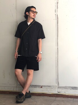 「BEAUTY&YOUTH UNITED ARROWS（ビューティーアンドユースユナイテッドアローズ）のアイテム（シャツ/ブラウス、ブラック系）」を使った、Daisuke Sakamotoさん（メンズ・176cm）の夏コーディネート