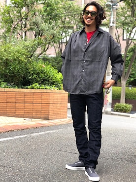 「AIE×BEAUTY&YOUTHのアイテム（シャツ/ブラウス、グレー系）」を使った、Daisuke Sakamotoさん（メンズ・176cm）の夏コーディネート