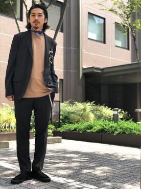 「UNITED ARROWS（ユナイテッドアローズ）のアイテム（テーラードジャケット、ブラウン系）」を使った、Daisuke Sakamotoさん（メンズ・176cm）の夏コーディネート