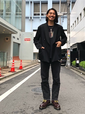 「AURALEE（オーラリー）のアイテム（ジャケット/アウター、ブラック系）」を使った、Daisuke Sakamotoさん（メンズ・176cm）の秋コーディネート