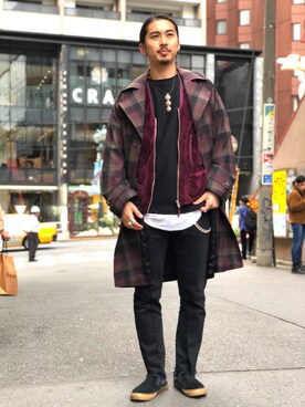 「VAINL ARCHIVE（ヴァイナルアーカイブ）のアイテム（ジャケット/アウター、ブラウン系）」を使った、Daisuke Sakamotoさん（メンズ・176cm）の秋コーディネート