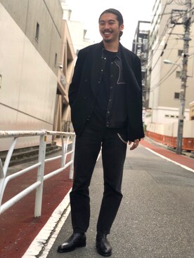 「AURALEE（オーラリー）のアイテム（ジャケット/アウター、ブラック系）」を使った、Daisuke Sakamotoさん（メンズ・176cm）の秋コーディネート