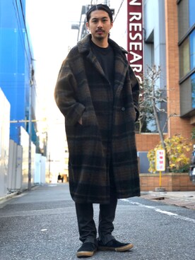 「UNUSED（アンユーズド）のアイテム（ジャケット/アウター、ブラウン系）」を使った、Daisuke Sakamotoさん（メンズ・176cm）の冬コーディネート