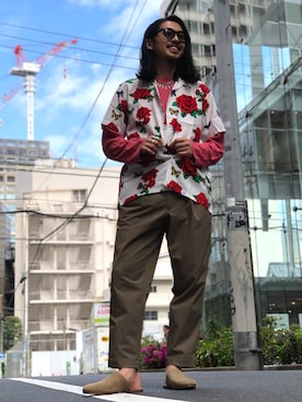 「EN ROUTE（アンルート）のアイテム（スラックス）」を使った、Daisuke Sakamotoさん（メンズ・176cm）の春コーディネート