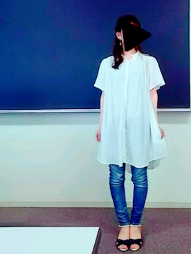「AS KNOW AS plus（アズノゥアズプラス）のアイテム（シャツワンピース）」を使った、ゆらさん（レディース・161cm）の夏コーディネート