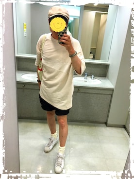 「TAKEO KIKUCHI（タケオキクチ）のアイテム（ハンチング/ベレー帽）」を使った、(・ω・つもりん♪さん（メンズ・169cm）の夏コーディネート