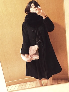 「Honeys（ハニーズ）のアイテム（クラッチバッグ）」を使った、りりり☻さん（レディース・162cm）の冬コーディネート