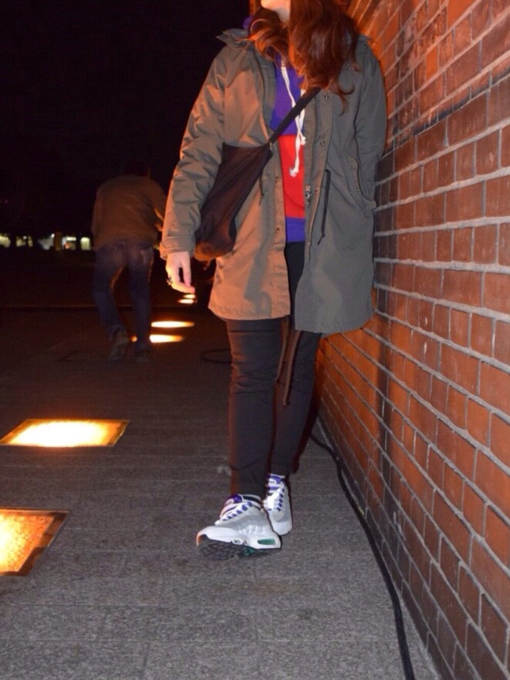 「ドラフトナイキ、NIKE、airmax、thenorthface、afterbase、street、ナイキ」｜「THE NORTH FACEのアイテム（モッズコート、グリーン系）」を使った、SARIさん（レディース・160cm）の冬コーディネートの1枚目の写真