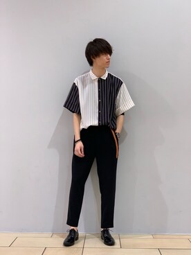 「Lui's（ルイス）のナローベルト（ベルト）」を使った、阿部まさひでさん（メンズ・176cm）の春コーディネート