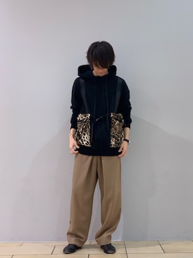 「SUPERTHANKS」｜「アイテム（スラックス）」を使った、阿部まさひでさん（メンズ・176cm）の秋コーディネート