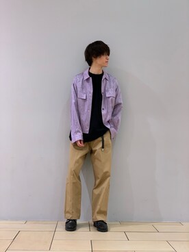 「Lui's（ルイス）のアイテム（チノパンツ）」を使った、阿部まさひでさん（メンズ・176cm）の冬コーディネート