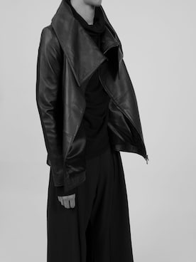 「モード系」｜「アイテム（ライダースジャケット）」を使った、NIR STUDIOさん（メンズ・178cm）の冬コーディネート