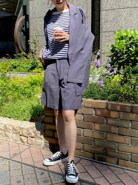 「DouDou（ドゥドゥ）のアイテム（ピアス（両耳用））」を使った、doudouminaさん（レディース・163cm）の春コーディネート