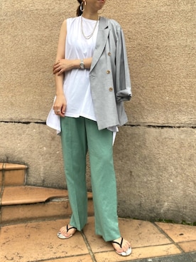 「DouDou（ドゥドゥ）のアイテム（ピアス（両耳用））」を使った、doudouminaさん（レディース・163cm）の春コーディネート