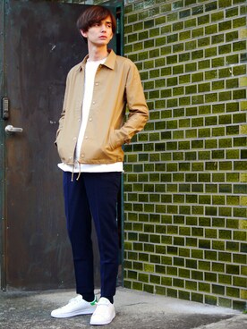 「春物」｜「アイテム（ブルゾン）」を使った、Revo.さん（メンズ・182cm）の春コーディネート