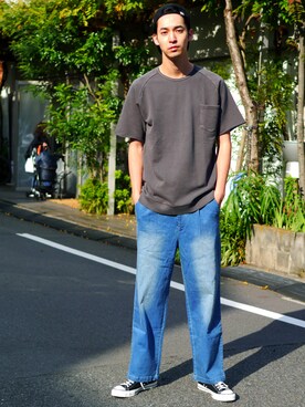 「2018ss」｜「アイテム（スウェット）」を使った、Revo.さん（メンズ・182cm）の春コーディネート