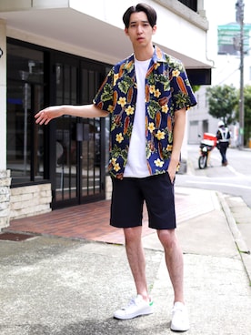 「Champion（チャンピオン）のアイテム（その他パンツ）」を使った、Revo.さん（メンズ・182cm）の夏コーディネート