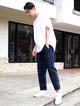 「スタンスミス」｜Revo.さん（メンズ・182cm）の夏コーディネート