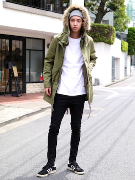 「ファー」｜「アイテム（モッズコート）」を使った、Revo.さん（メンズ・182cm）の冬コーディネート