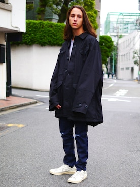 「スタッフセンバツ」｜「アイテム（ミリタリージャケット）」を使った、Revo.さん（メンズ・182cm）の冬コーディネート