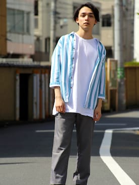 「BENDER TOKYO（ベンダートウキョウ）のアイテム（パンツ）」を使った、Revo.さん（メンズ・182cm）の春コーディネート