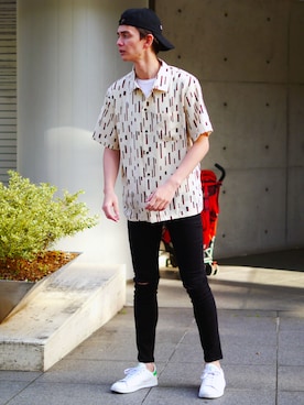 「柄シャツ」｜Revo.さん（メンズ・182cm）の夏コーディネート