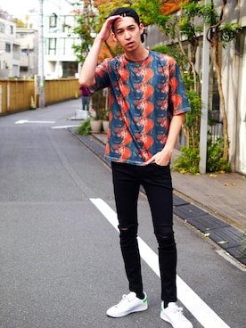 「Revo.（レボ）のアイテム（Tシャツ/カットソー）」を使った、Revo.さん（メンズ・182cm）の夏コーディネート