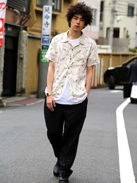 「Dr. Martens（ドクターマーチン）の［UNISEX/ユニセックス］Dr.Martens ドクターマーチン 3EYE GIBSON 1461 MONO 3ホール ギブソン シューズ（ドレスシューズ）」を使った、Revo.さん（メンズ・182cm）の夏コーディネート