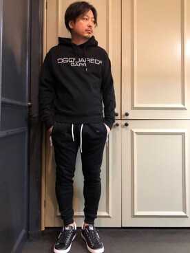「DSQUARED2（ディースクエアード）のアイテム（パーカー）」を使った、Ryuuutaさん（メンズ・166cm）の冬コーディネート