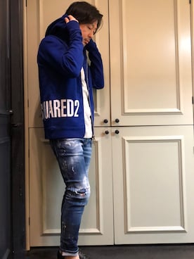 「DSQUARED2（ディースクエアード）のアイテム（パーカー）」を使った、Ryuuutaさん（メンズ・166cm）の冬コーディネート