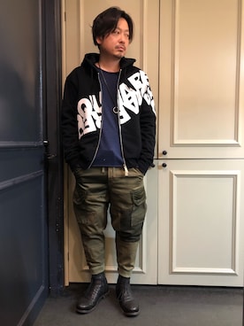 「DSQUARED2（ディースクエアード）のアイテム（パーカー）」を使った、Ryuuutaさん（メンズ・166cm）の春コーディネート