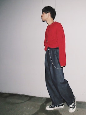 「アイテム（ウォレットチェーン、ホワイト系）」を使った、Sho   〖ブランド古着屋staff〗さん（メンズ・165cm）の冬コーディネート