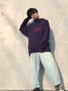 Sho   〖ブランド古着屋staff〗さんの「【MYne】刺繍タートルフーデットビックプルオーバー/embroidery turtle hooded big pullover」を使ったコーディネート