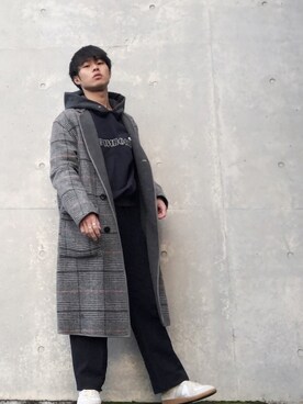 「FACTOTUM（ファクトタム）のアイテム（チェスターコート）」を使った、Sho   〖ブランド古着屋staff〗さん（メンズ・165cm）の春コーディネート