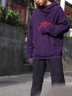 Sho   〖ブランド古着屋staff〗さんの「【MYne】刺繍タートルフーデットビックプルオーバー/embroidery turtle hooded big pullover」を使ったコーディネート