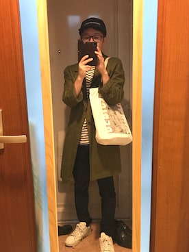 「JOHN LAWRENCE SULLIVAN（ジョンローレンスサリバン）のアイテム（キャップ）」を使った、つるるるるさん（メンズ・154cm）の秋コーディネート