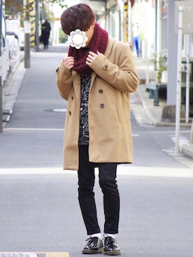 「スヌード」｜「アイテム（トレンチコート）」を使った、ゆうだい。さん（メンズ・164cm）の秋コーディネート