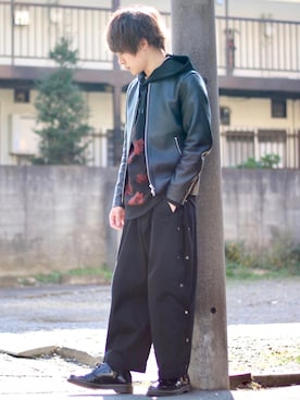 「変形パンツ」｜「アイテム（ジャケット/アウター）」を使った、ゆうだい。さん（メンズ・164cm）の冬コーディネート