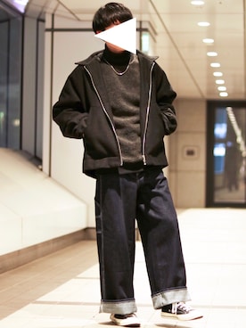 「ゆるニット」｜「アイテム（ブルゾン）」を使った、ゆうだい。さん（メンズ・164cm）の冬コーディネート