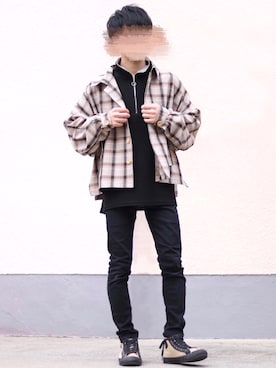 「コンバース ハイカット」｜「アイテム（ブルゾン）」を使った、ゆうだい。さん（メンズ・164cm）の春コーディネート