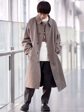 「アイテム（ステンカラーコート）」を使った、ゆうだい。さん（メンズ・164cm・20代）の冬コーディネート