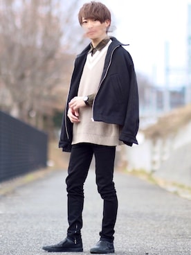 「G.O.C（ジーオーシー）のアイテム（ベスト）」を使った、ゆうだい。さん（メンズ・164cm）の冬コーディネート